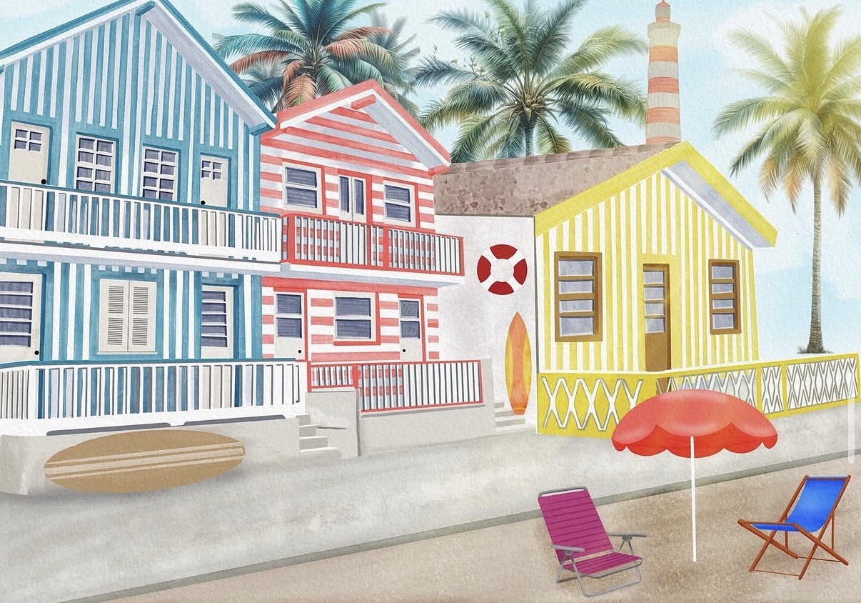 Colorful Beach Houses artwork